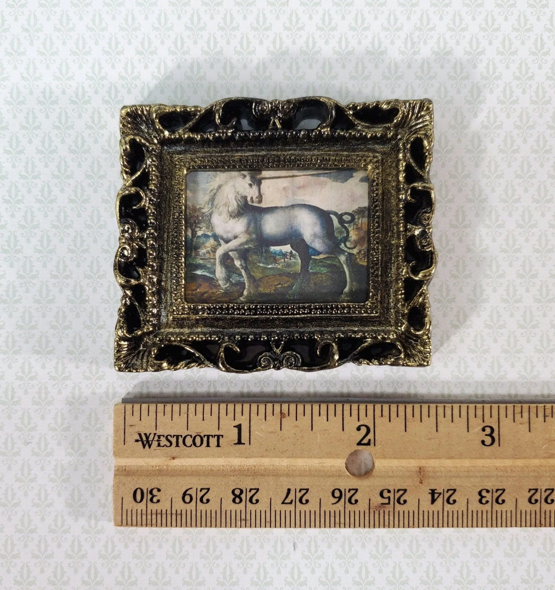 Miniature Unicorn Medieval Framed Art Print 1:12 Scale Dollhouse Decor - Image 3