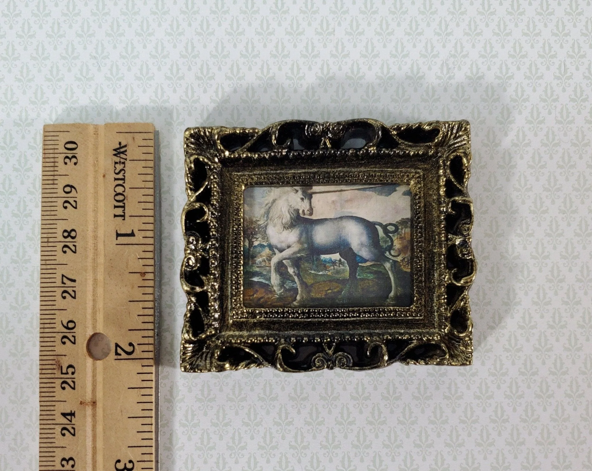 Miniature Unicorn Medieval Framed Art Print 1:12 Scale Dollhouse Decor - Image 4