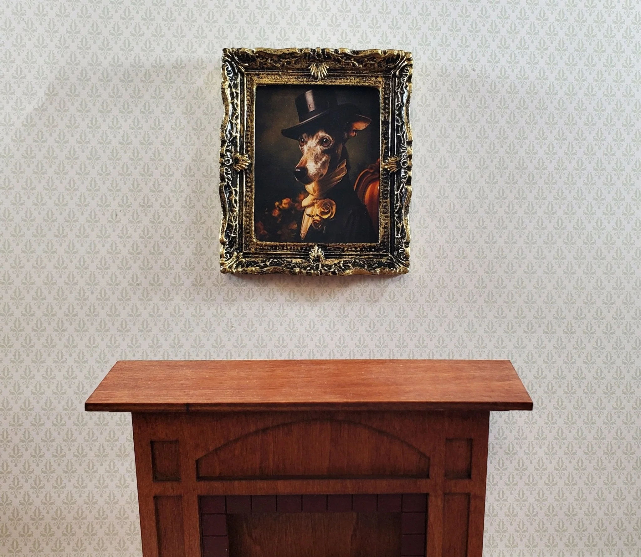 Miniature Victorian Dog Greyhound Framed Print Male 1:12 Scale Picture Dollhouse - Image 4