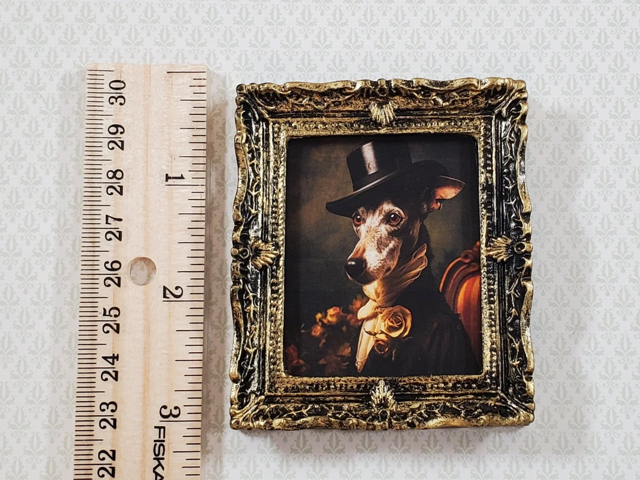 Miniature Victorian Dog Greyhound Framed Print Male 1:12 Scale Picture Dollhouse - Image 5