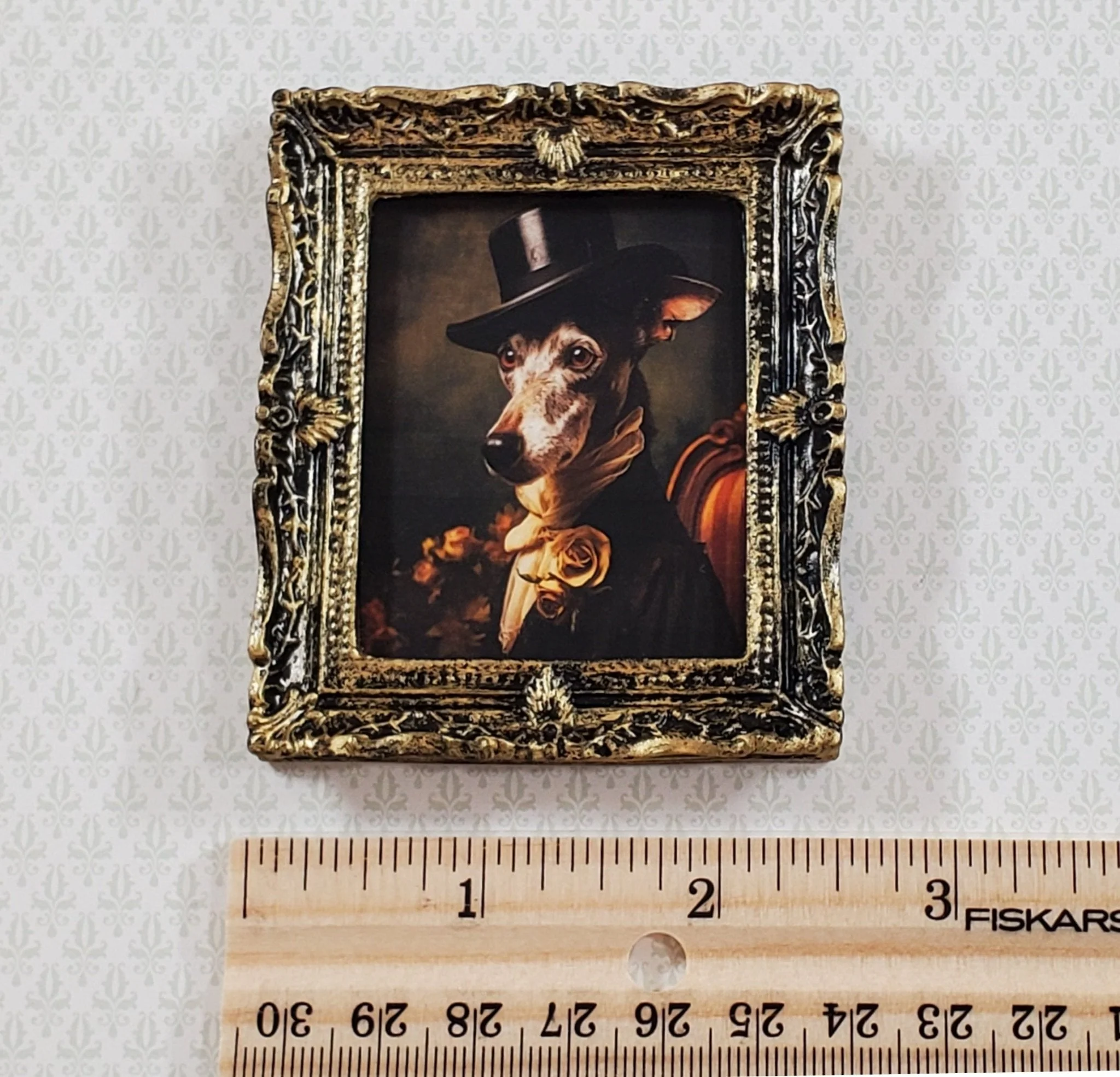 Miniature Victorian Dog Greyhound Framed Print Male 1:12 Scale Picture Dollhouse - Image 6