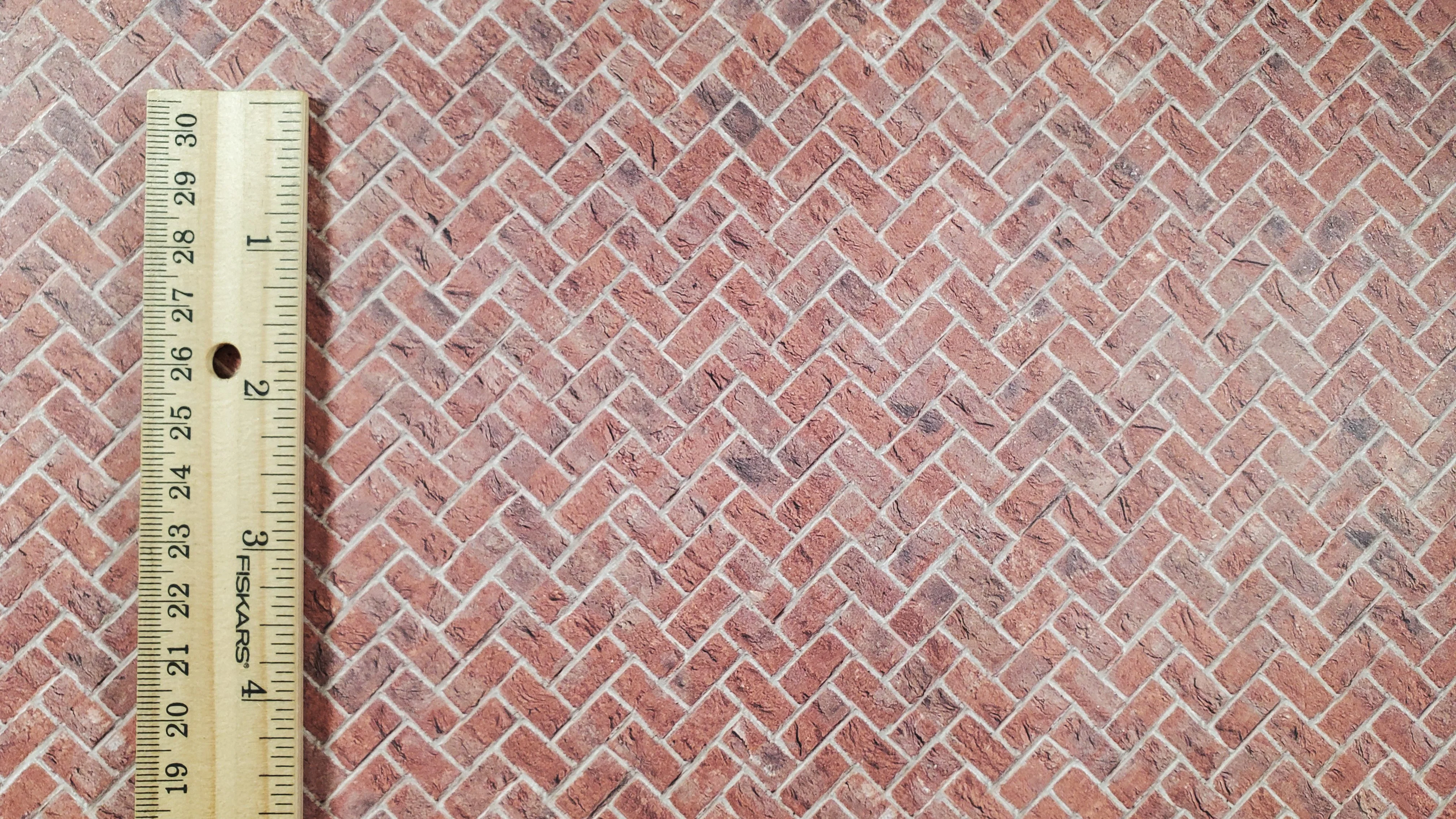 Miniature Weathered Brick Embossed Paper Herringbone Pattern 1:12 Scale Scenery - Image 2