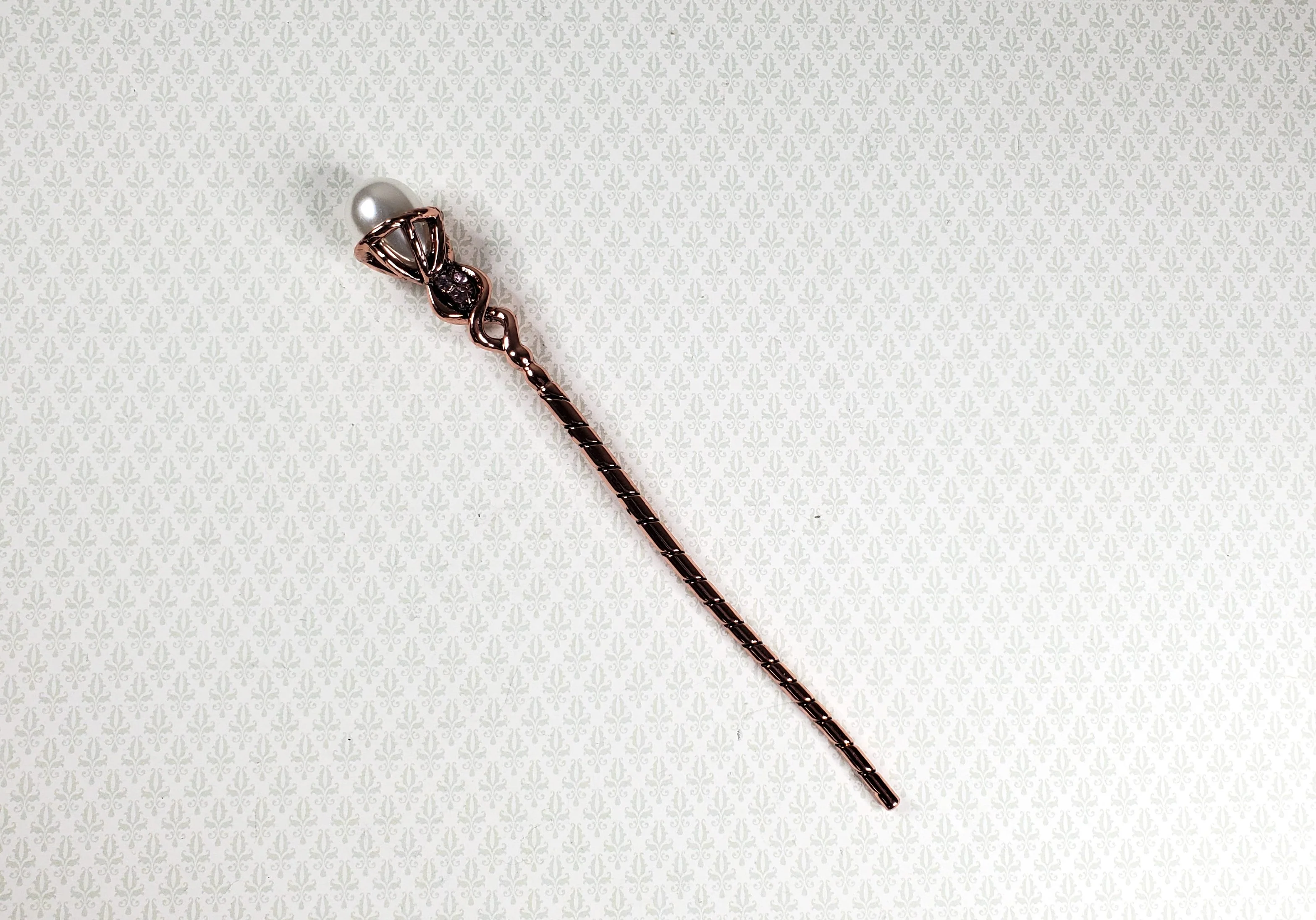 Miniature Wizard Staff Magic Metal Copper Finish 5 1/2" Tall Prop 1:12 Scale