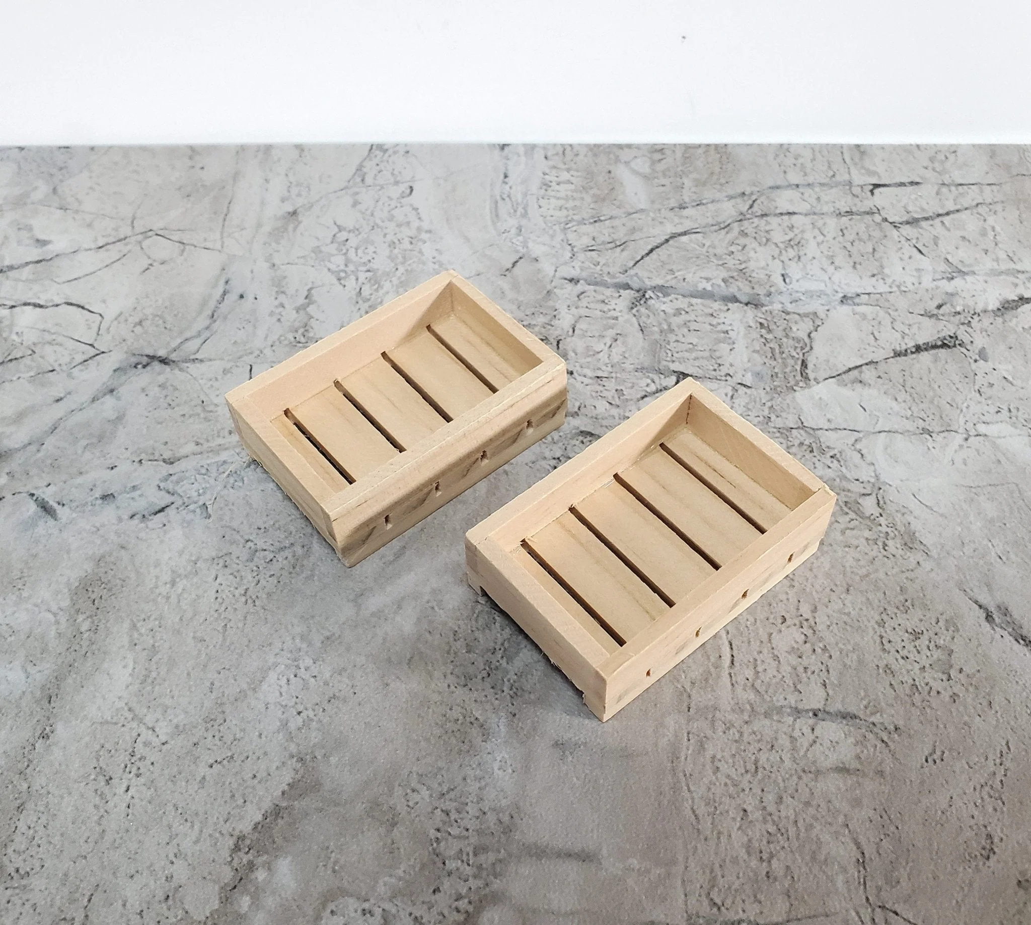 Miniature Wood Crates for Fruits or Vegetables x2 Small 1:12 Scale Dollhouse - Image 2