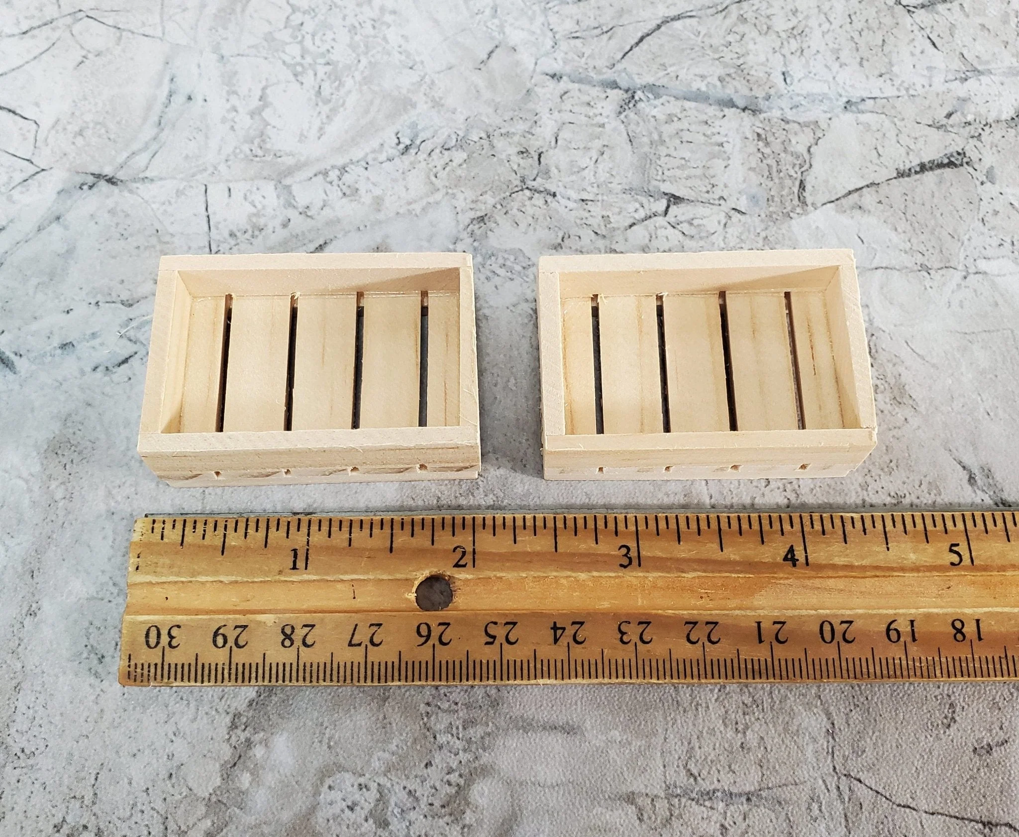 Miniature Wood Crates for Fruits or Vegetables x2 Small 1:12 Scale Dollhouse - Image 3