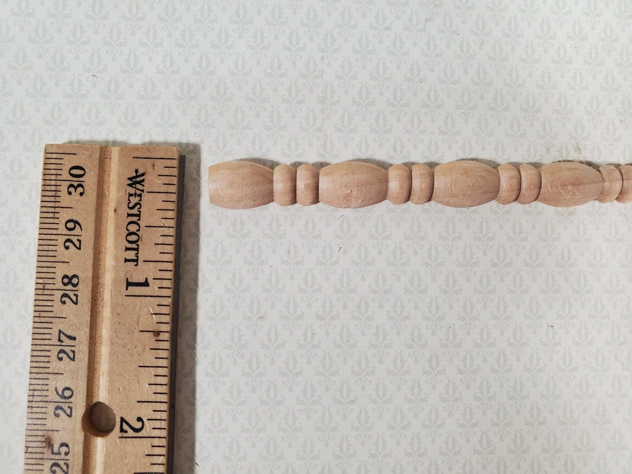 Miniature Wood Trim Flat Back Bead Style Relief Molding 3/8" x 18" Dollhouse Ceilings Walls - Image 3
