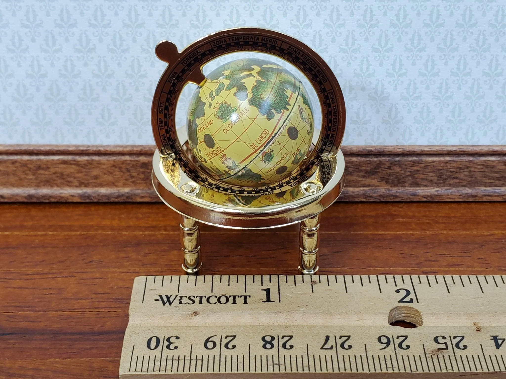 Miniature World Globe Gold Metal Decorative Accessory Metal Tiny Dollhouse Size - Image 5