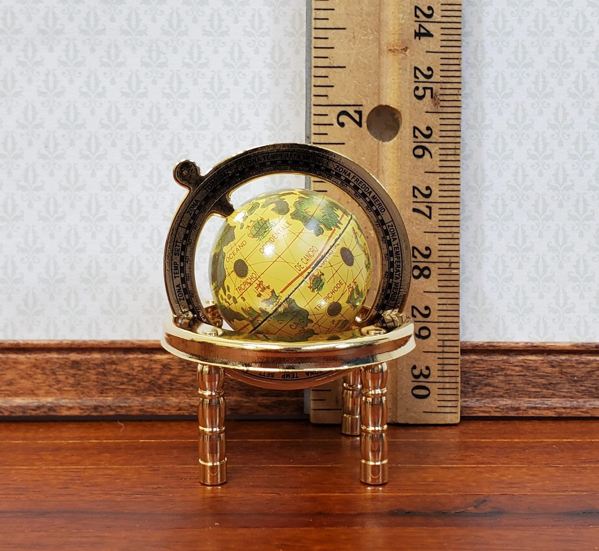 Miniature World Globe Gold Metal Decorative Accessory Metal Tiny Dollhouse Size - Image 6
