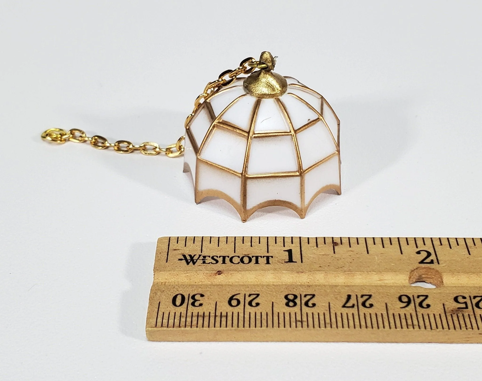 NON-Working Dollhouse Ceiling Light White with Bronze Accents 1:12 Scale Miniature - Image 2