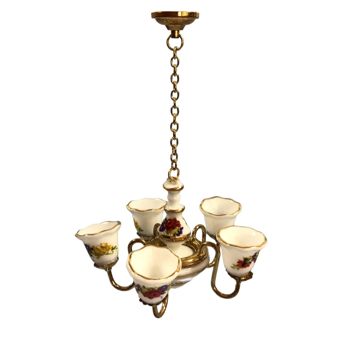 Reutter Porcelain Chandelier Non-Working Floral Design 1:12 Scale Miniature - Image 4
