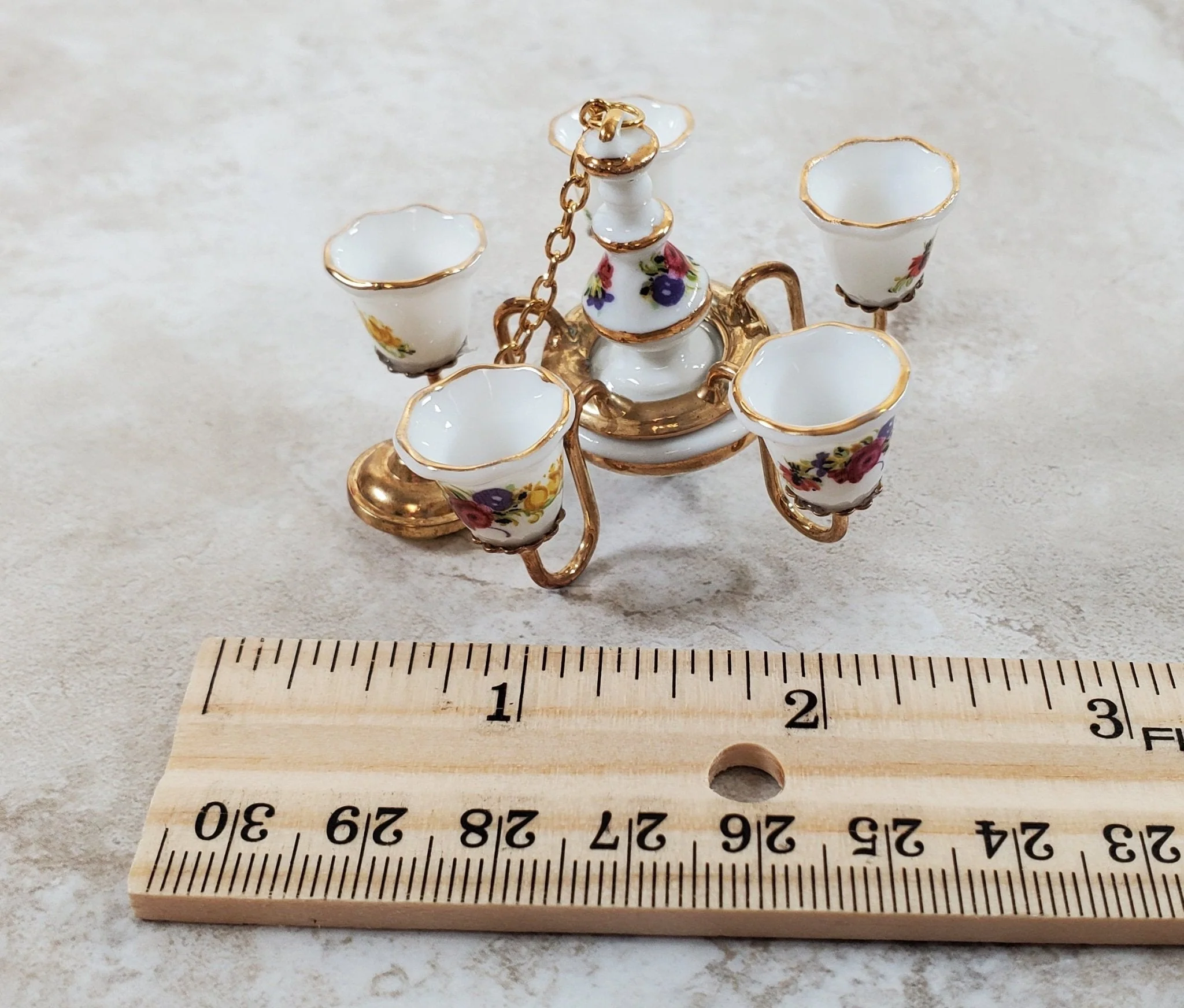 Reutter Porcelain Chandelier Non-Working Floral Design 1:12 Scale Miniature - Image 7