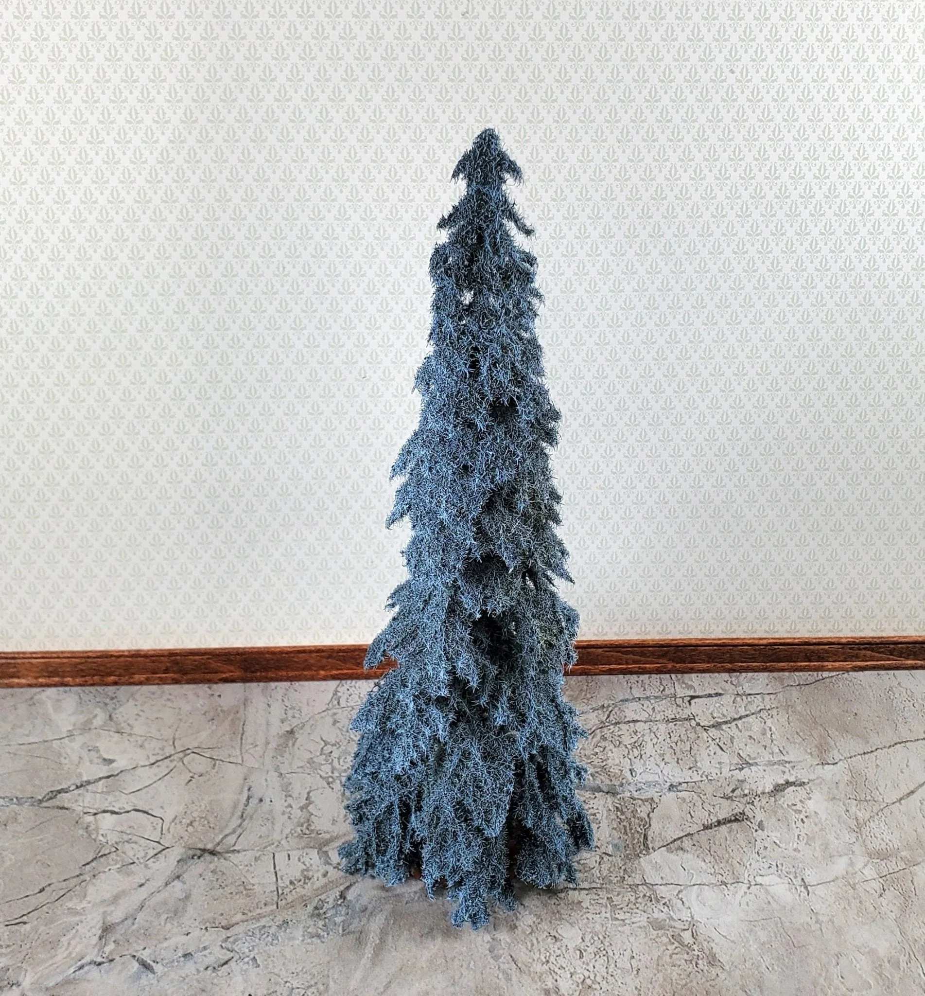 Tall Conifer Evergreen Pine Blue Spruce Tree on Base Scenery 8" Tall Miniature Model RR - Image 2