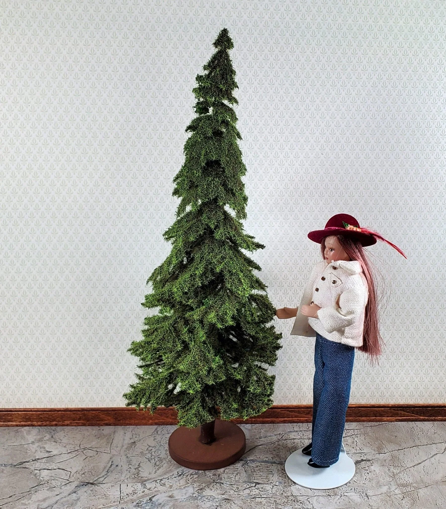 Tall Conifer Evergreen Pine Spruce Tree on Base Scenery 10" Tall Miniature Model RR - Image 2