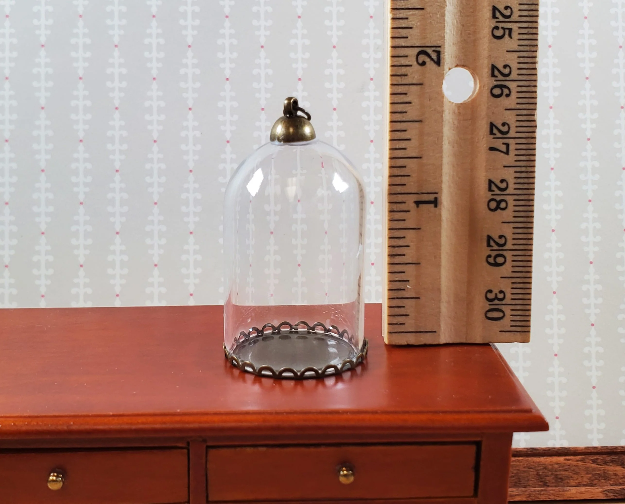 Tiny Bell Jar Dome Glass Cover on Base Display Miniature Curiosities 1 1/2" tall - Image 3