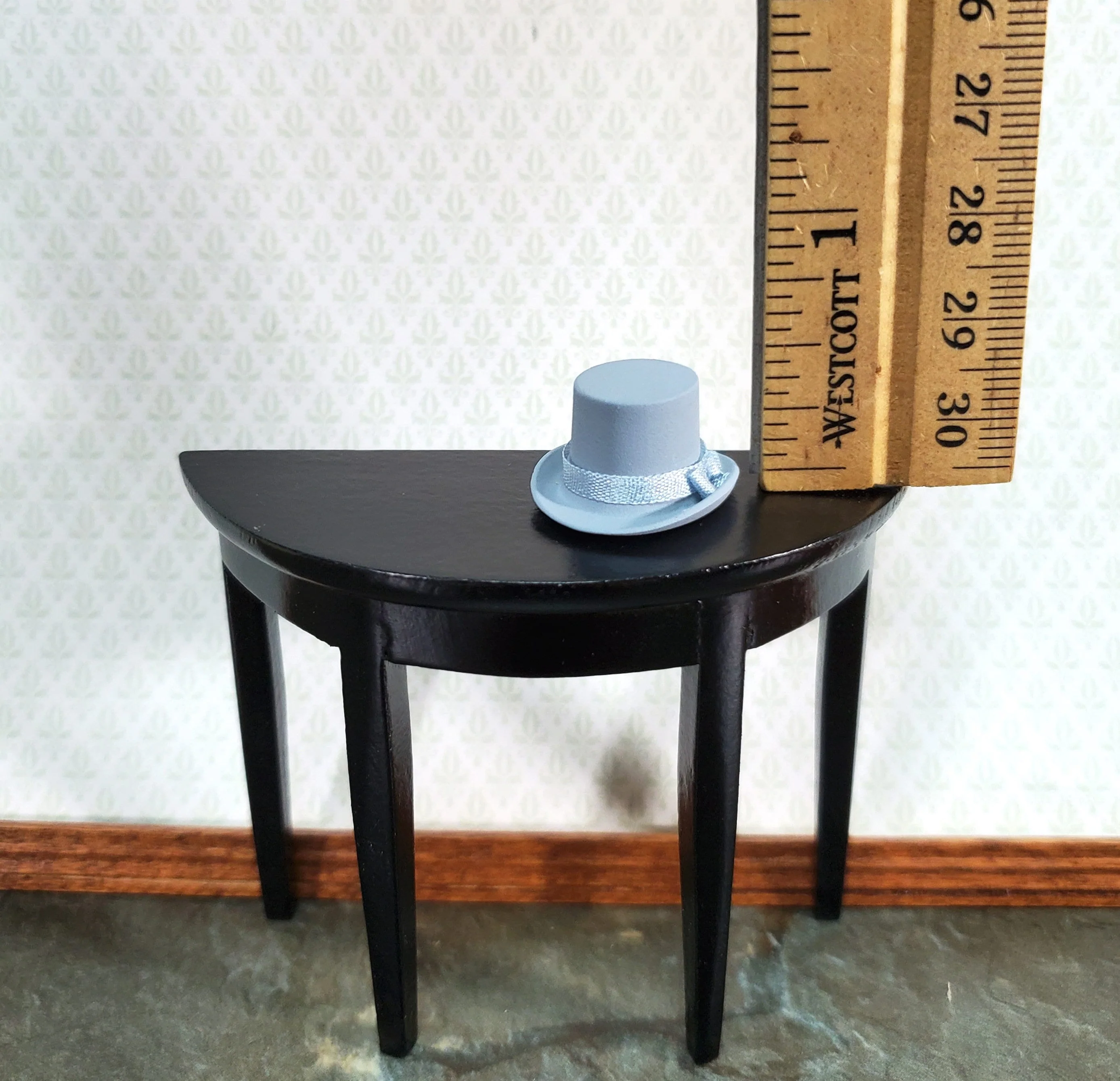 Tiny Gray Top Hat Steampunk with Ribbon - Small Half Scale 1:24 - Image 3