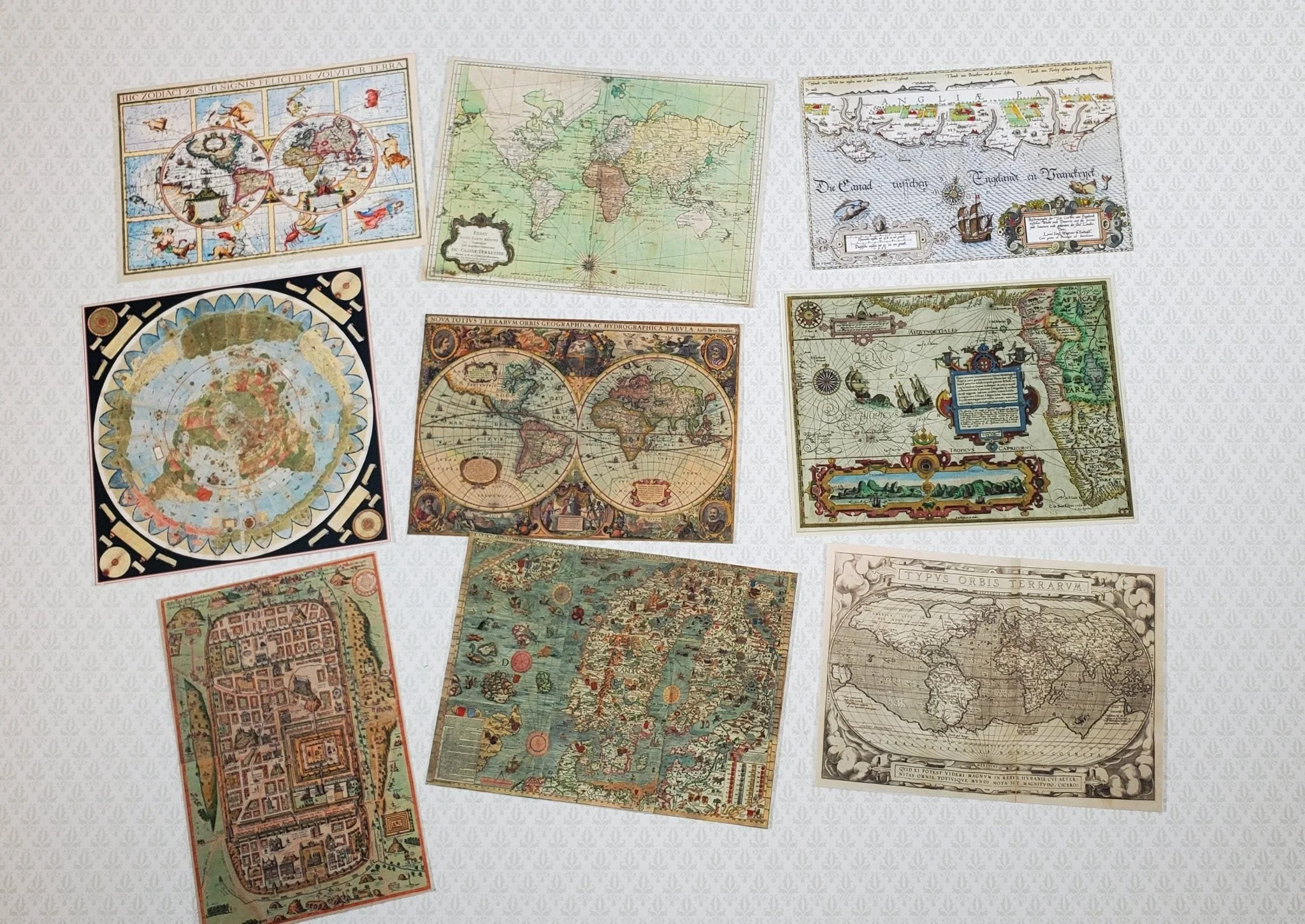 Tiny Maps Old World Vintage Style Props Printed Dollhouses Dioramas Miniatures
