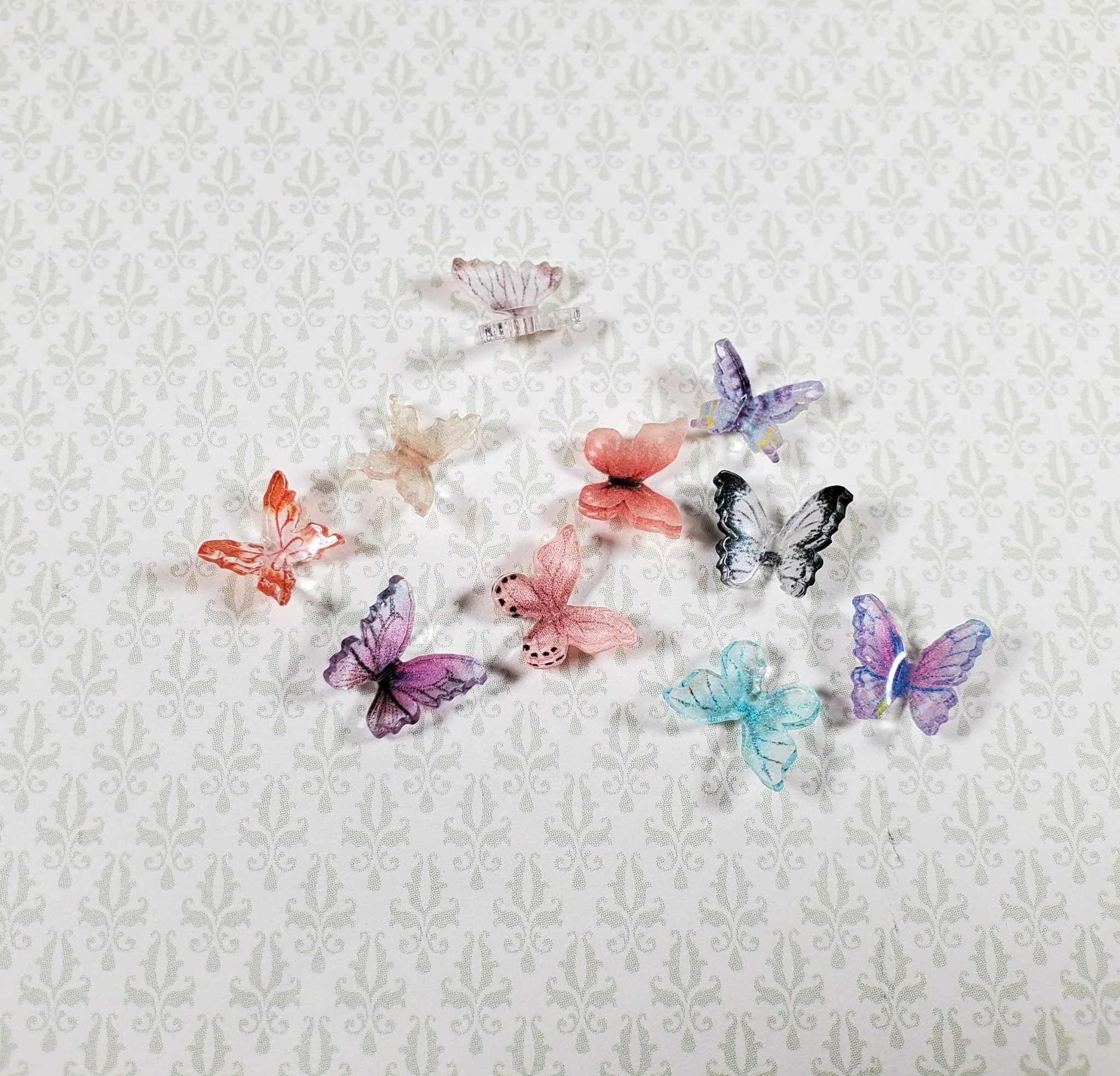 Tiny Miniature Butterflies Set of 10 Random Colors 1:12 Scale Dollhouse Garden