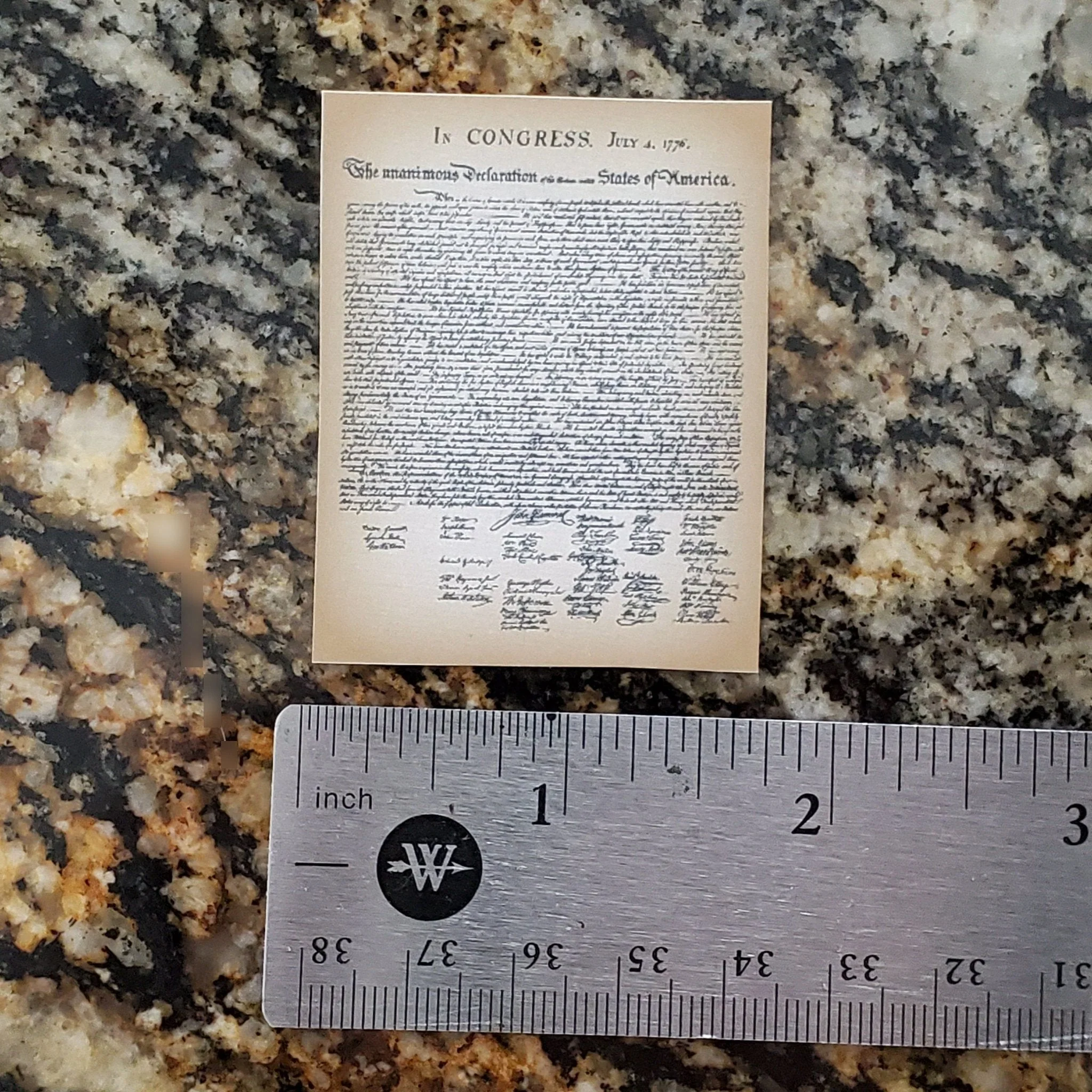 Tiny Miniature Copy of The Declaration of Independence on Paper Dollhouse Prop - Image 3
