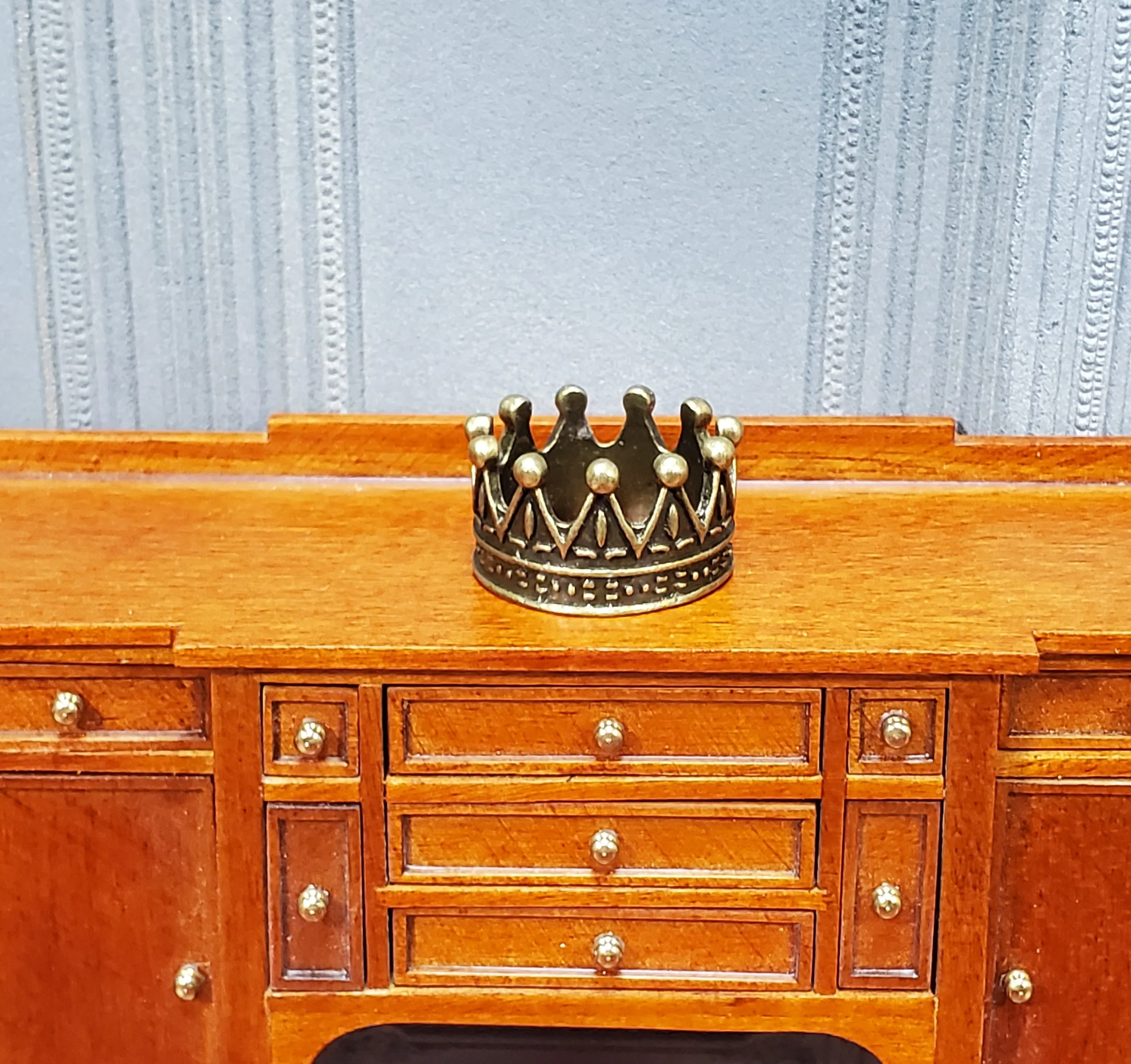 Tiny Miniature Crown Bronze Metal for Dolls Dollhouse Works with 1:12 Scale - Image 2
