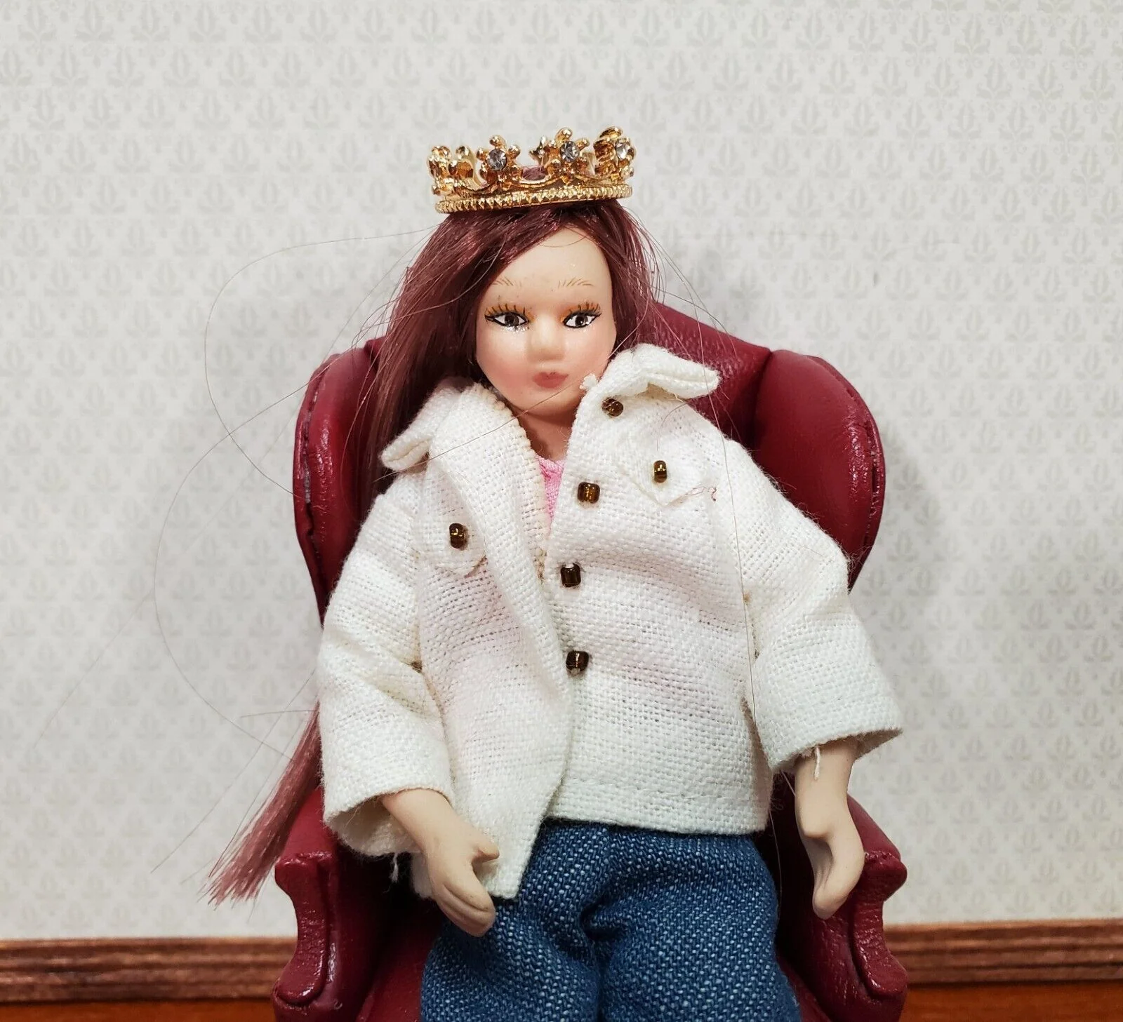 Tiny Miniature Crown Gold with Jewels Metal for Dolls Dollhouse Works with 1:12 - Image 5
