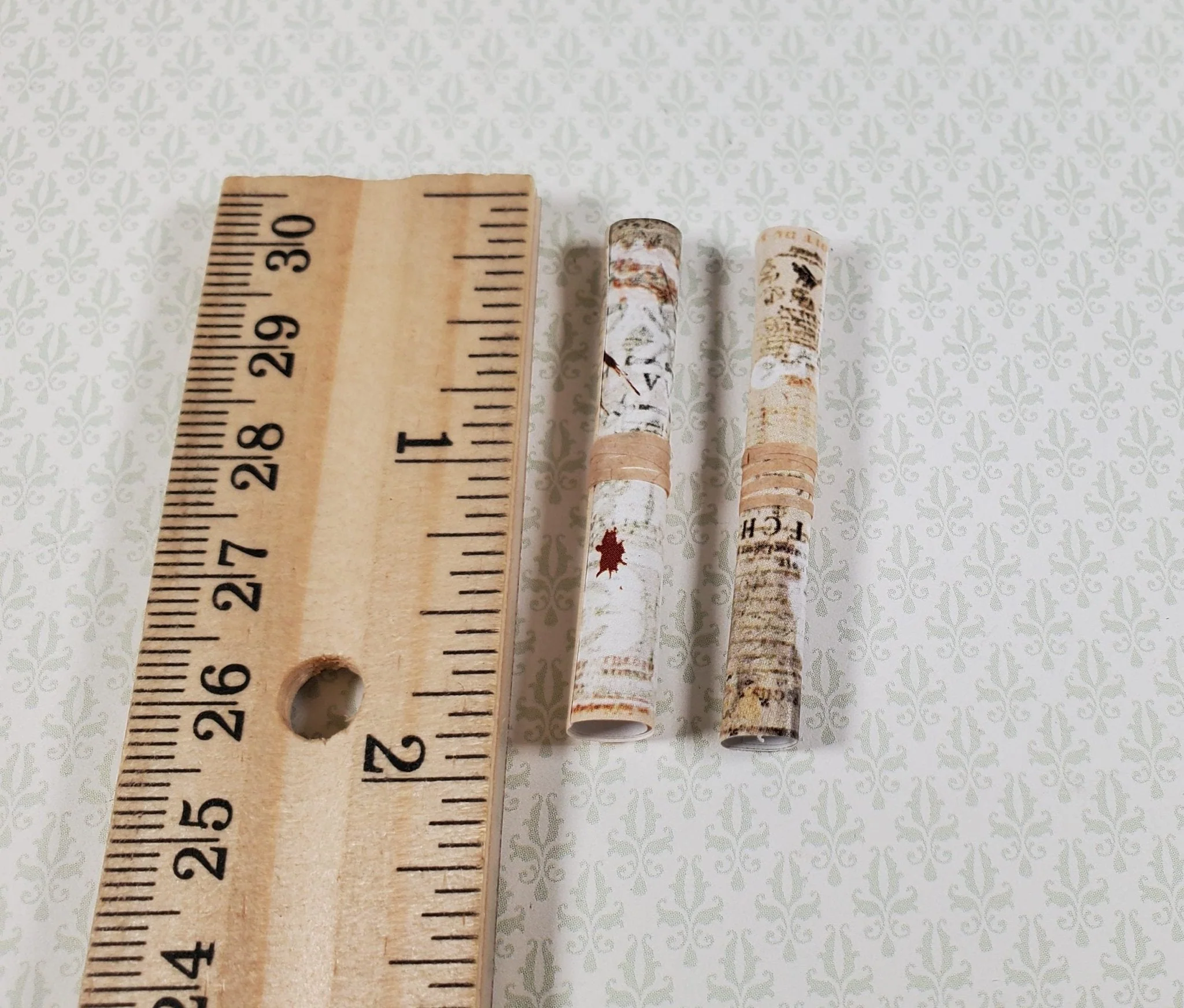 Tiny Miniature Scrolls x2 Dollhouse Prop Accessory 1.75" Long 1:12 Scale - Image 3