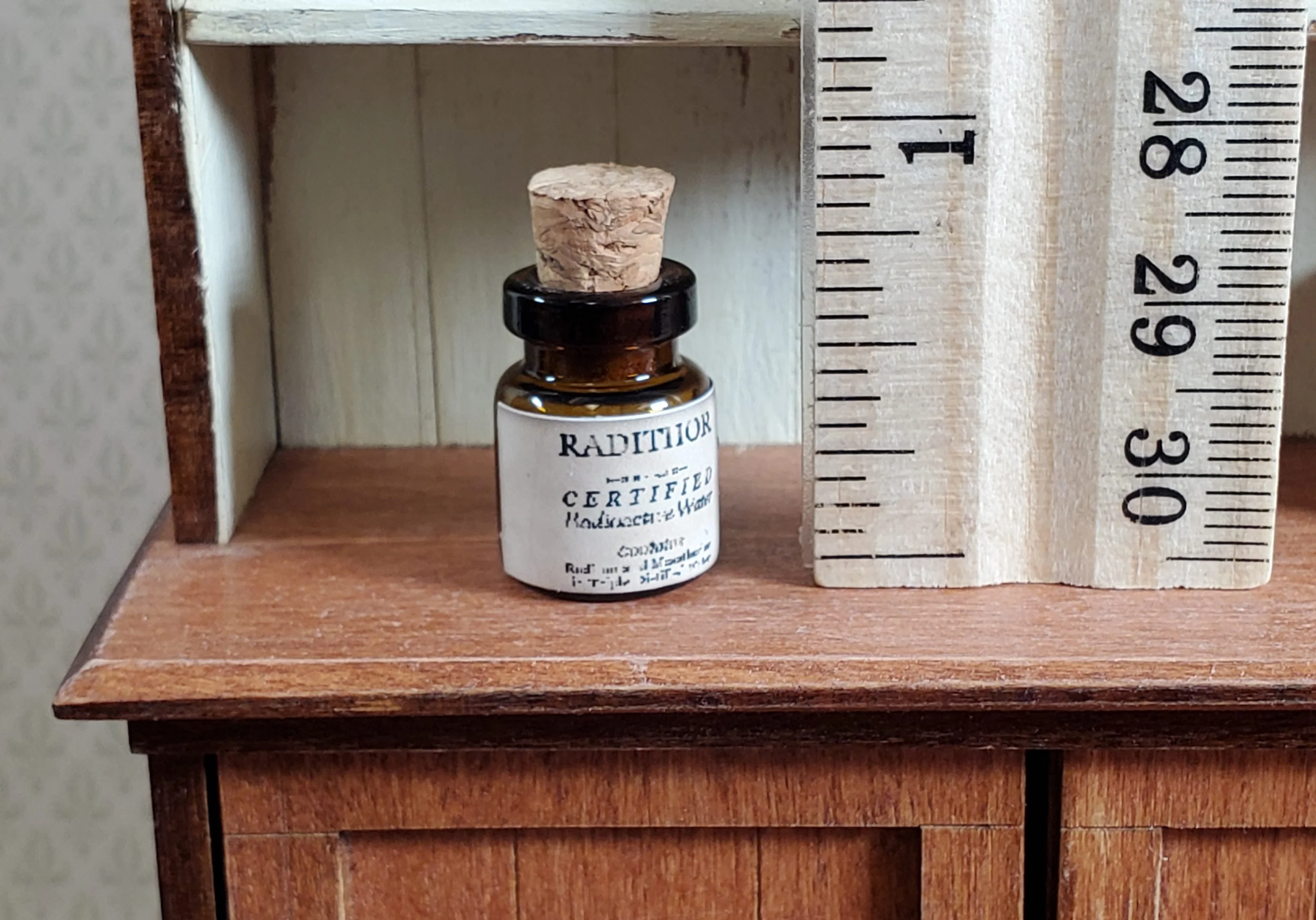 Tiny Potion Jar Radithor Tonic Bottle with Cork Dollhouse Miniature Halloween - Image 3