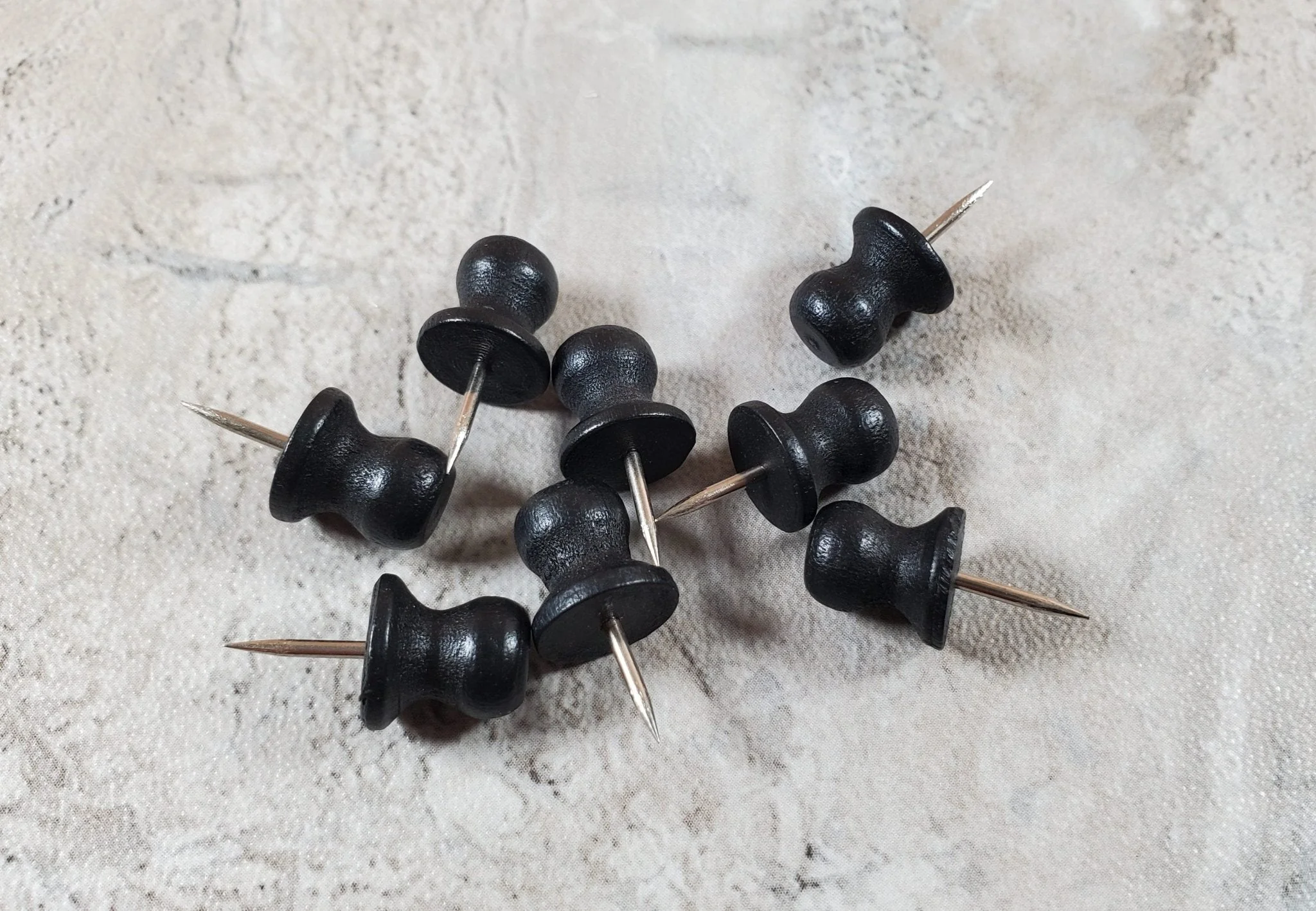 Wood Thumb Tacks BLACK Push Pins 8 Pieces Use for Dollhouse Miniature Furniture