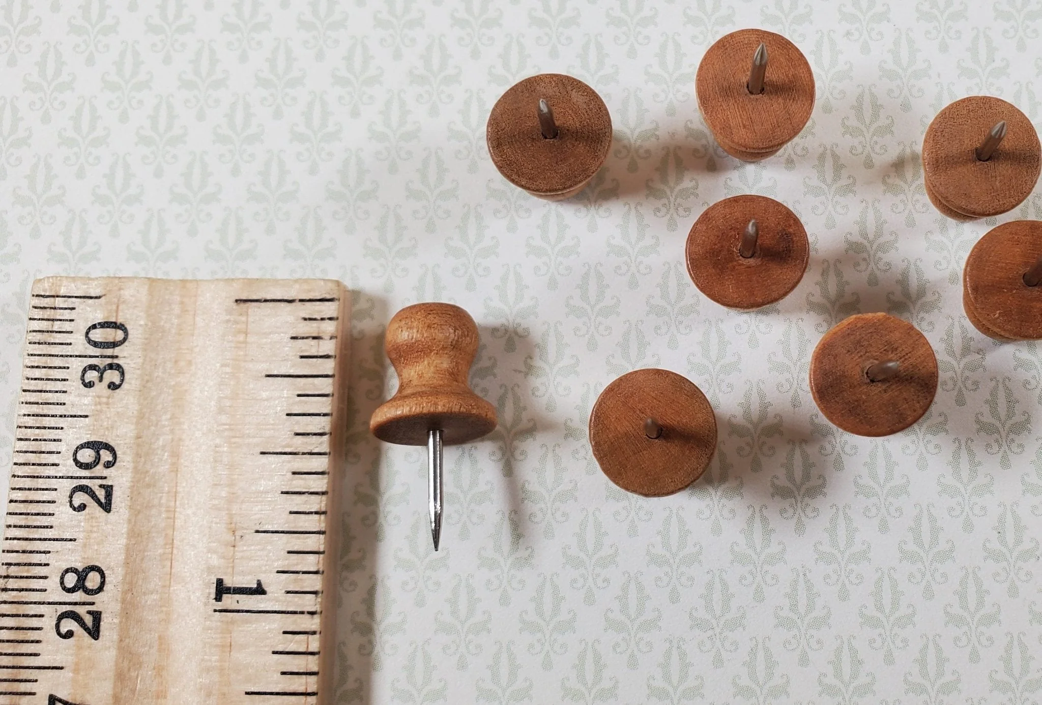 Wood Thumb Tacks Light Brown Push Pins 8 Pcs Use for Dollhouse Furniture - Image 3