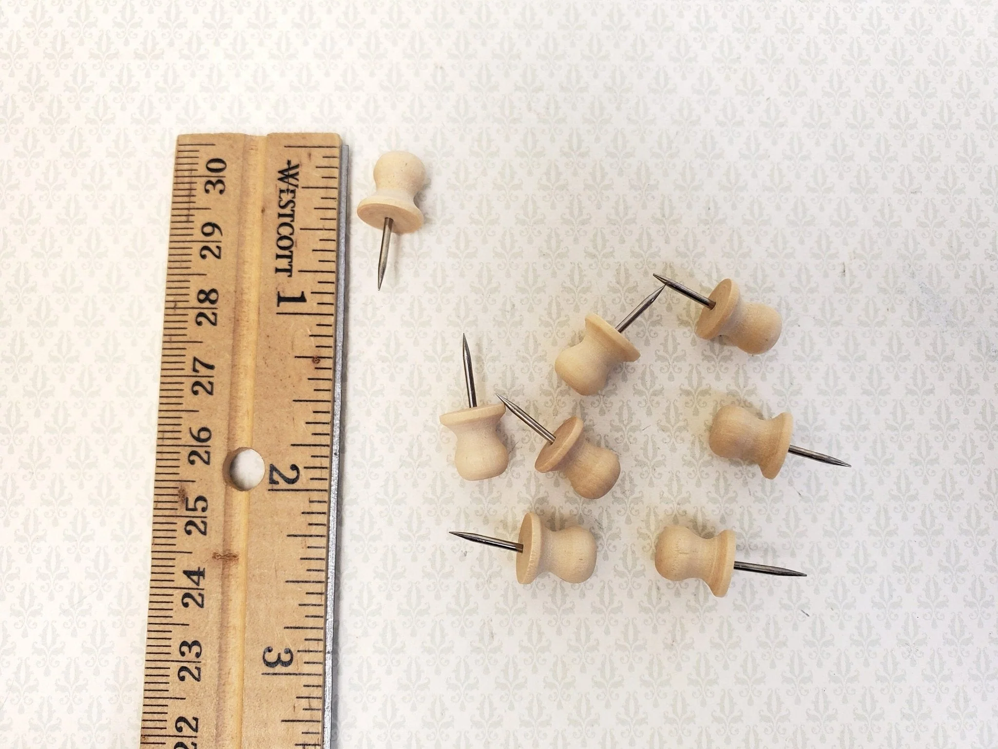 Wood Thumb Tacks Push Pins 8 Pieces Use for Dollhouse Miniature Furniture DIY - Image 2