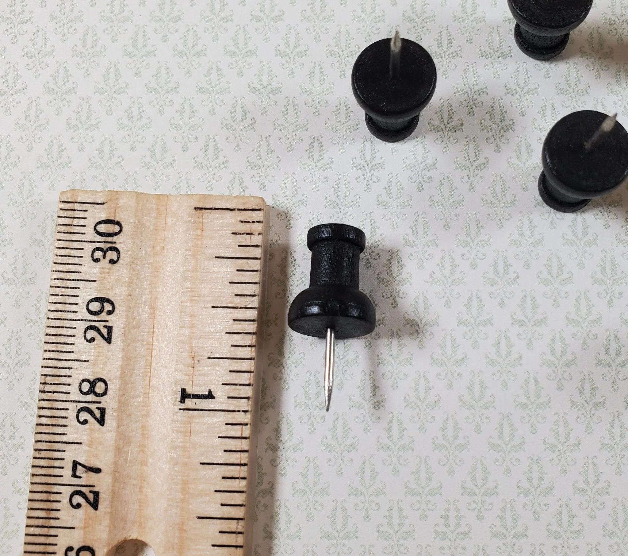 Wood Thumb Tacks Push Pins x8 Pcs Black Dollhouse Miniature Furniture DIY - Image 3