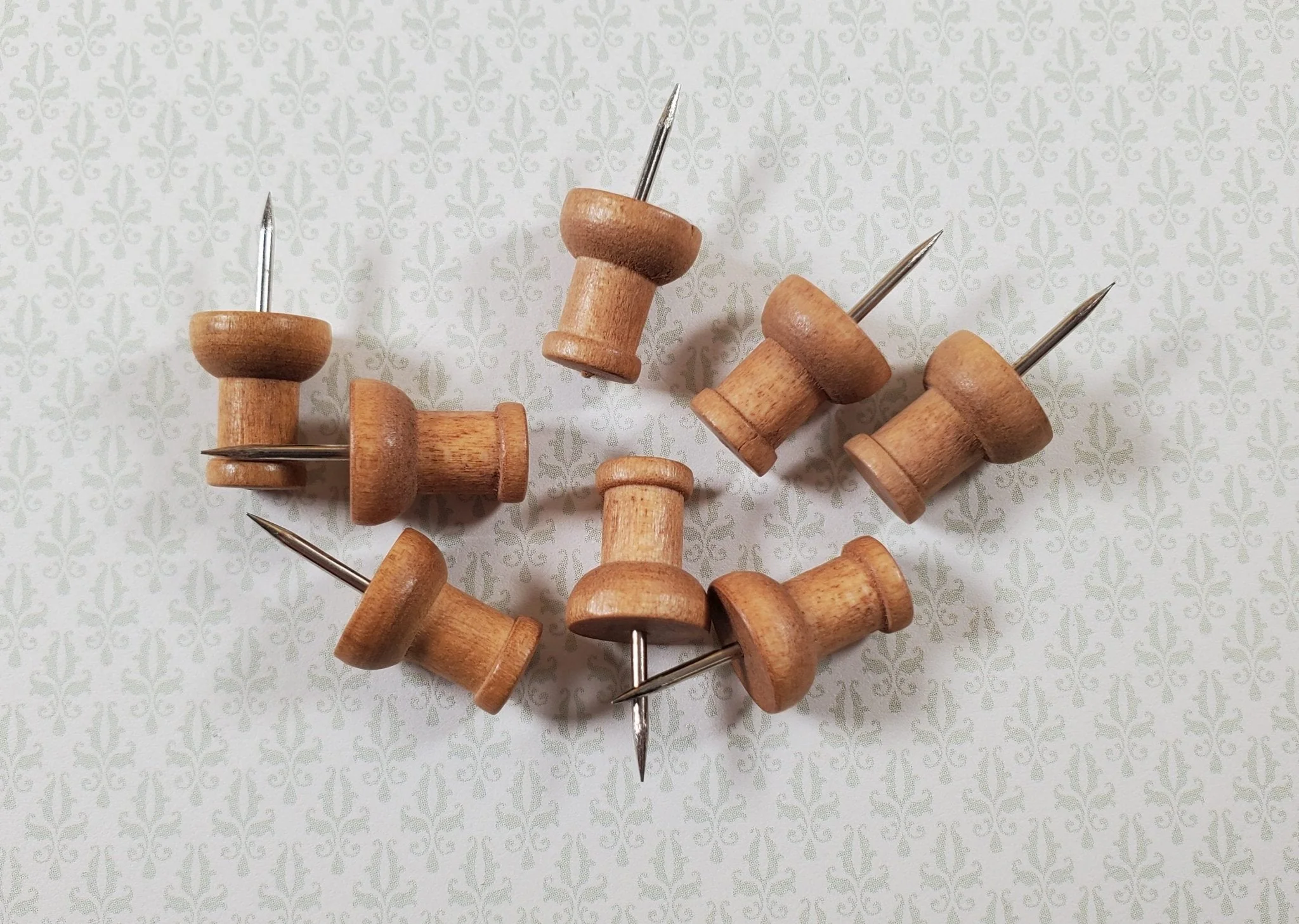 Wood Thumb Tacks Push Pins x8 Pcs Light Brown Dollhouse Miniature Furniture DIY