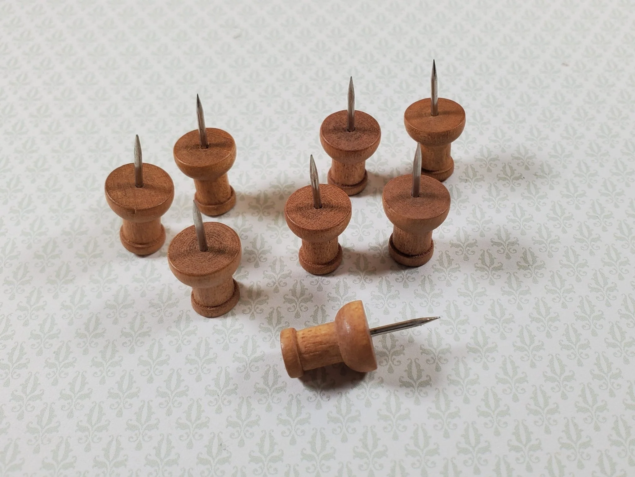 Wood Thumb Tacks Push Pins x8 Pcs Light Brown Dollhouse Miniature Furniture DIY - Image 2