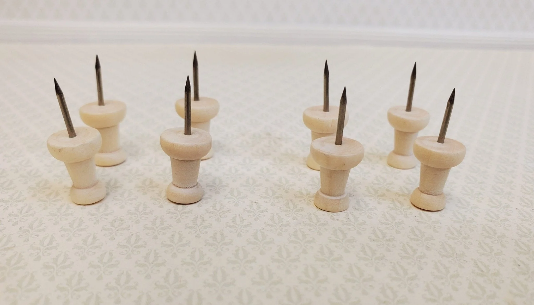 Wood Thumb Tacks Push Pins x8 Pieces Use for Dollhouse Miniature Furniture DIY - Image 2