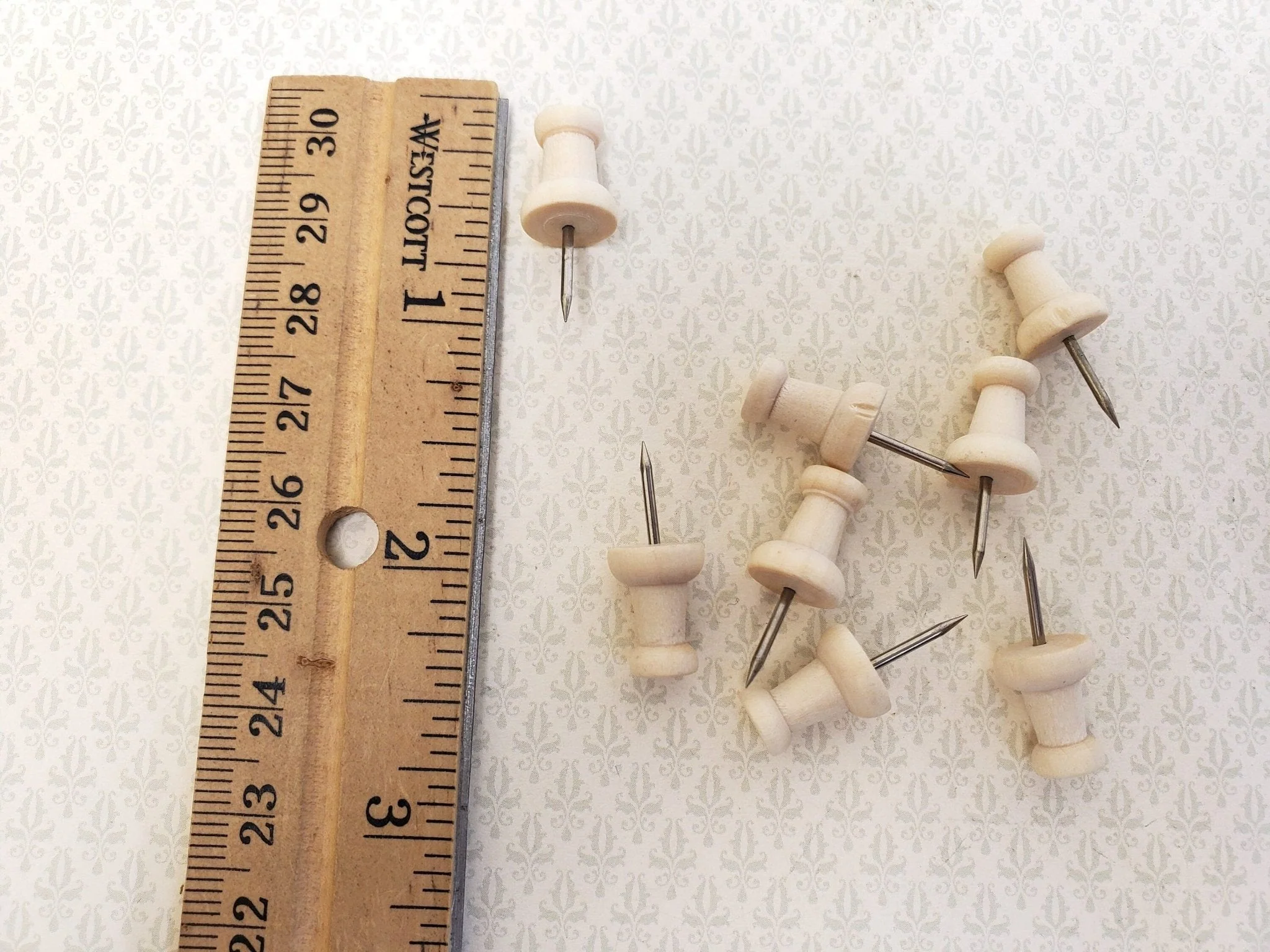 Wood Thumb Tacks Push Pins x8 Pieces Use for Dollhouse Miniature Furniture DIY - Image 3