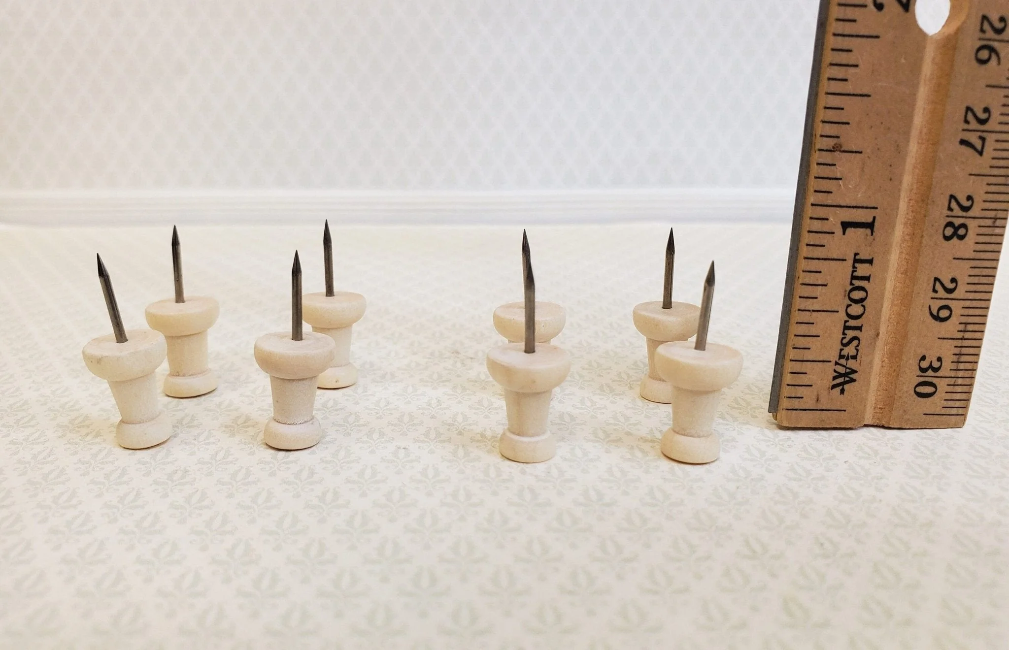 Wood Thumb Tacks Push Pins x8 Pieces Use for Dollhouse Miniature Furniture DIY - Image 4